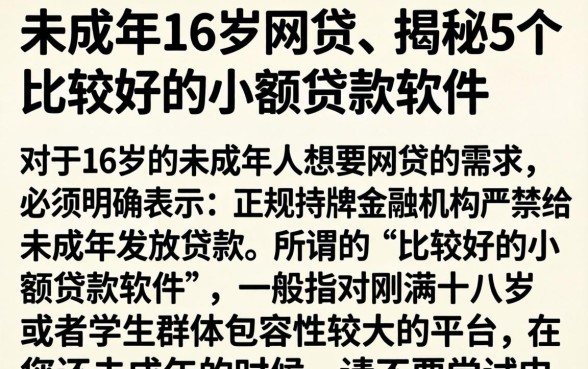 未成年16岁网贷，揭秘5个比较好的小额贷款软件