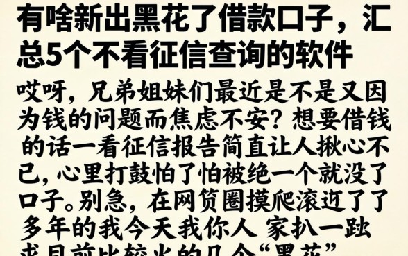 有啥新出黑花了借款口子，汇总5个不看征信查询的软件