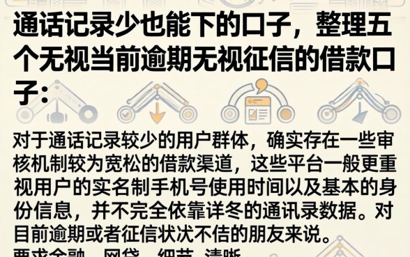 通话记录少也能下的口子，整理五个无视当前逾期无视征信的借款口子