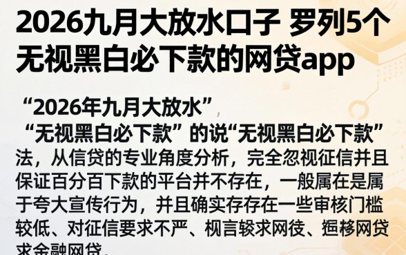 2026九月大放水口子，罗列5个无视黑白必下款的网贷app