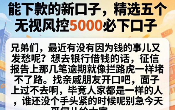 能下款的新口子，精选五个无视风控5000必下口子