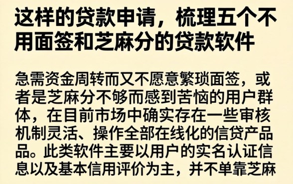 这样的贷款申请，梳理五个不用面签和芝麻分的贷款软件