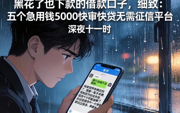 黑花了也下款的借款口子，细致阐述五个急用钱5000快审快贷无需征信平台