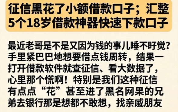 征信黑花了小额借款口子，汇整5个18岁借款神器快速下款口子