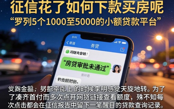 征信花了如何下款买房呢，罗列5个1000至5000的小额贷款平台