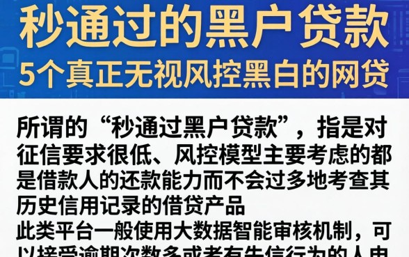 秒通过的黑户贷款，详细阐述5个真正无视风控黑白的网贷