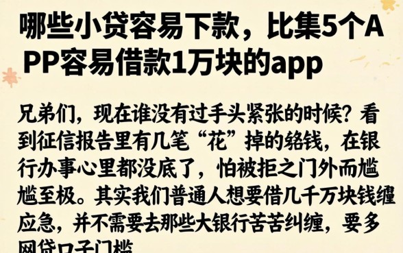 哪些小贷容易下款,归集5个APP容易借款1万块的app