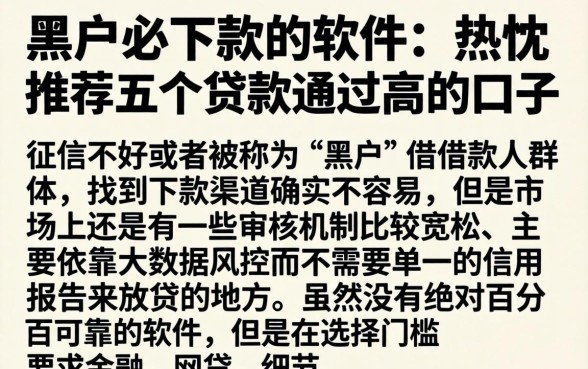 黑户必下款的软件，热忱推荐五个贷款通过高的口子