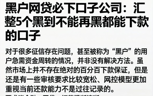 黑户网贷必下口子的公司，汇整5个黑到不能再黑都能下款的口子
