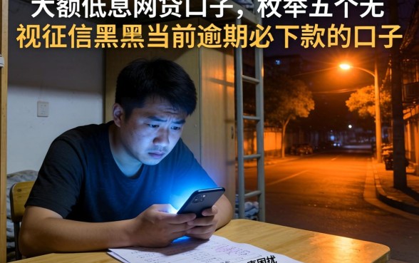 大额低息网贷口子，枚举五个无视征信黑户当前逾期必下款的口子