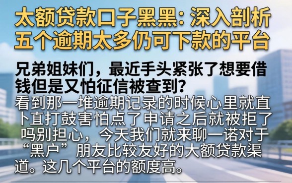 大额贷款口子 黑户，深入剖析五个逾期太多仍可下款的平台