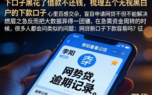 下口子黑花了借款不还钱，梳理五个无视黑白户的下款口子