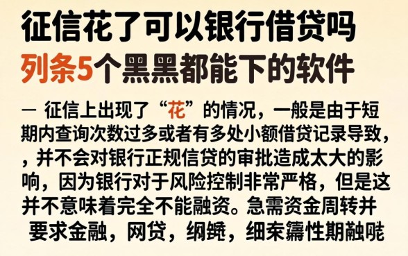 征信花了可以银行借贷吗，条列5个黑户都能下的软件