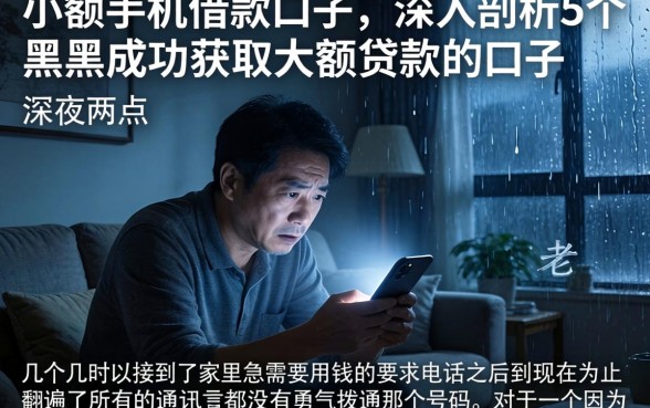 小额手机借款口子，深入剖析5个黑户成功获取大额贷款的口子