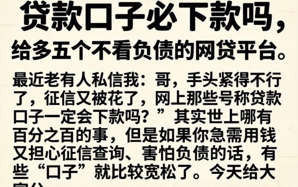贷款口子必下款吗，细致阐述五个不看负债的网贷平台