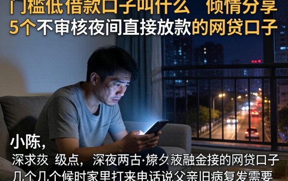 门槛低的借款口子叫什么,倾情分享5个不审核夜间直接放款的网贷口子