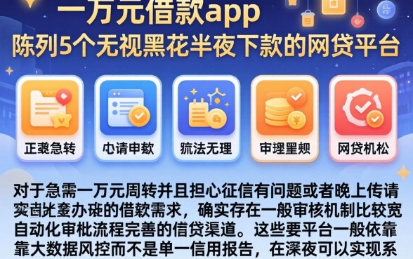 一万元借款app，陈列5个无视黑花半夜下款的网贷平台