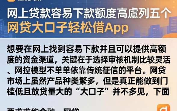 网上贷款容易下款额度高，胪列五个网贷大口子轻松借app