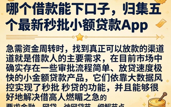 哪个借款能下口子，归集五个最新秒批小额贷款app