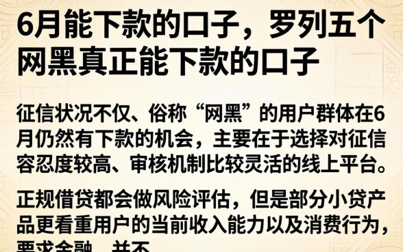 6月能下款的口子，罗列五个网黑真正能下款的口子