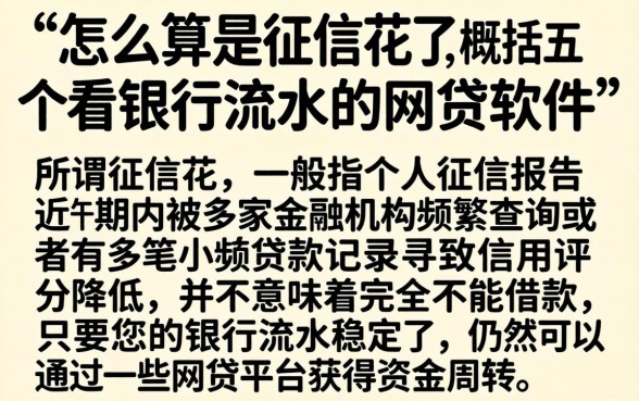 怎么算是征信花了，概括五个看银行流水的网贷软件