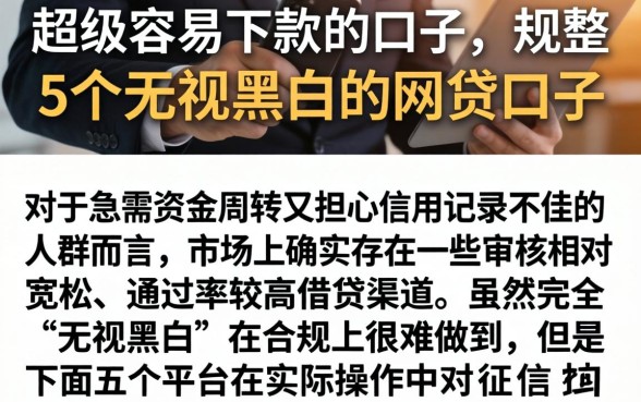 超级容易下款的口子，规整5个无视黑白的网贷口子