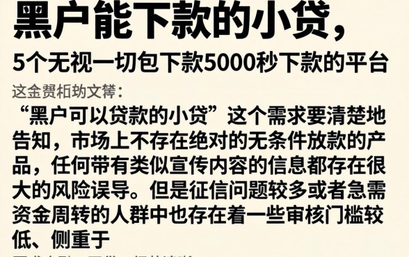 黑户能下款的小贷，详尽说明5个无视一切包下款5000秒下款的平台
