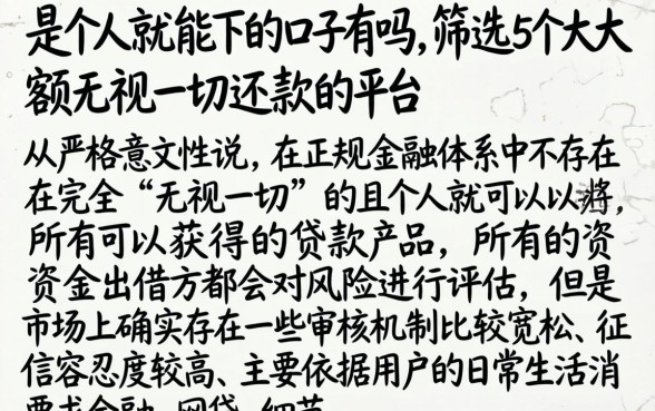 是个人就能下的口子有吗，筛选5个大额无视一切还款的平台