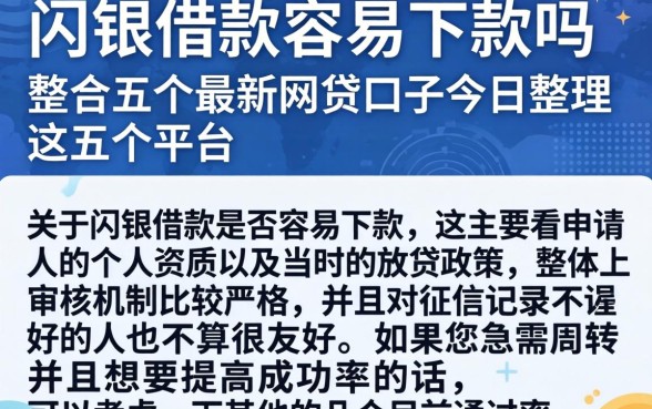 闪银借款容易下款吗，整合五个最新网贷口子今日整理这五个平台