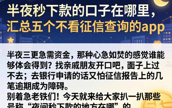 半夜秒下款的口子在哪里，汇总五个不看征信查询的app