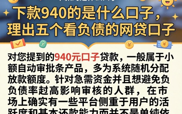 下款940的是什么口子，理出五个不看负债的网贷口子