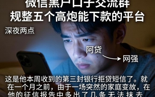 微信黑户口子交流群，规整五个高炮能下款的平台