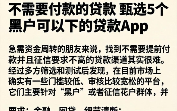 不需要付款的贷款，甄选5个黑户可以下的贷款app