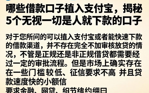 哪些借款口子植入支付宝，揭秘5个无视一切是人就下款的口子