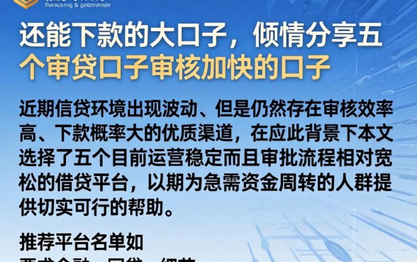 还能下款的大口子，倾情分享五个审贷口子审核加快的口子
