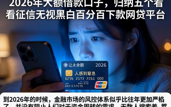 2026年大额借款口子，归纳五个不看征信无视黑白百分百下款网贷平台