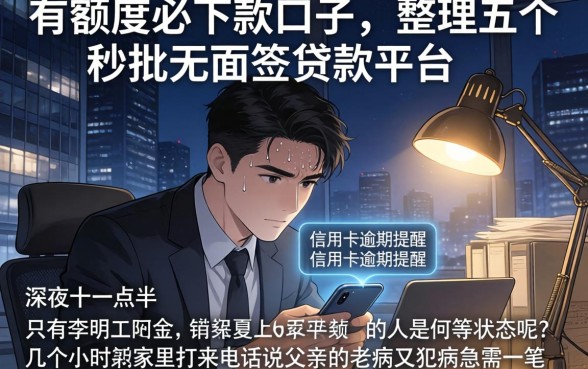 有额度必下款口子，整理五个秒批无面签贷款平台