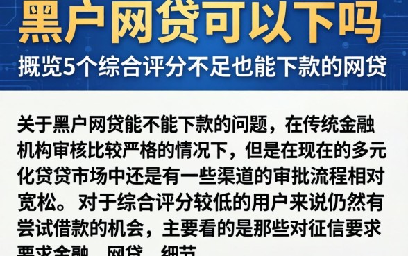 黑户网贷可以下吗，概览5个综合评分不足也能下款的网贷