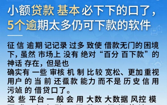小额贷款基本必下的口子，详细阐述5个逾期太多仍可下款的软件