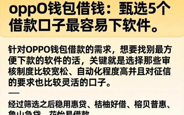oppo钱包借钱，甄选5个借款口子最容易下软件