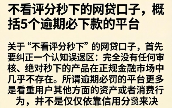 不看评分秒下的网贷口子，概括5个逾期必下款的平台