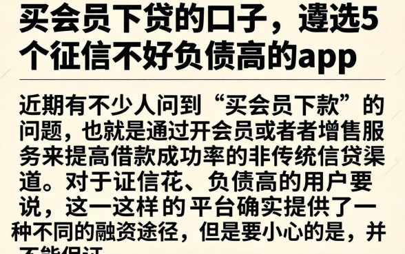 买会员下贷的口子，遴选5个征信不好负债高的app