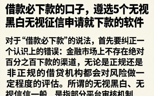 借款必下款的口子，遴选5个无视黑白无视征信申请就下款的软件