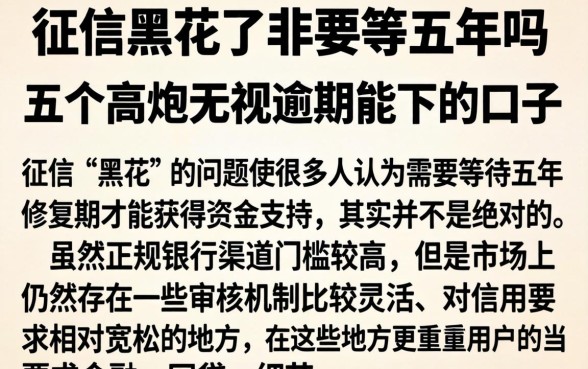 征信黑花了非要等五年吗，详尽说明五个高炮无视逾期能下的口子