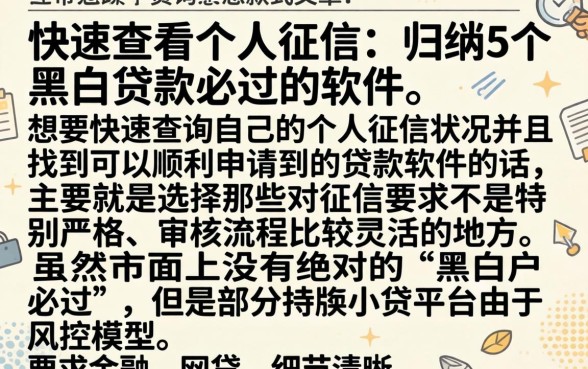 快速查看个人征信，归纳5个黑白贷款必过的软件