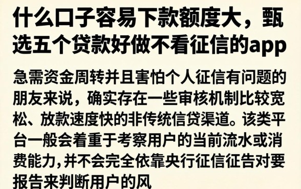 什么口子容易下款额度大，甄选五个贷款好做不看征信的app