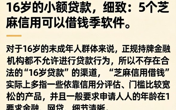 16岁的小额贷款，细致阐述5个芝麻信用可以借钱的软件