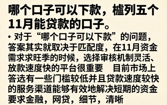 哪个口子可以下款，胪列五个11月能贷款的口子