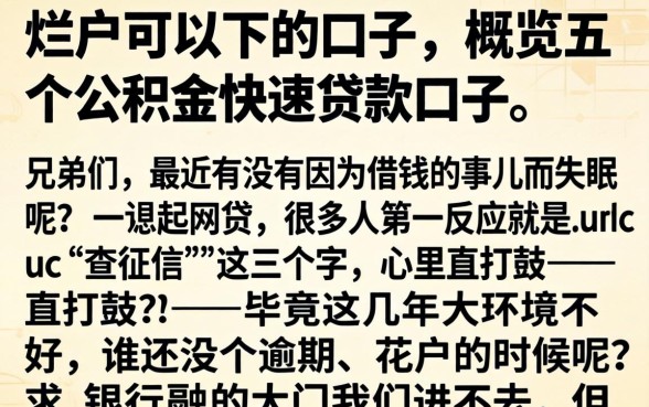 烂户可以下的口子，概览五个公积金快速贷款口子