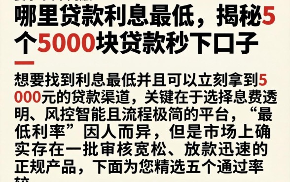 哪里贷款利息最低，揭秘5个5000块贷款秒下口子